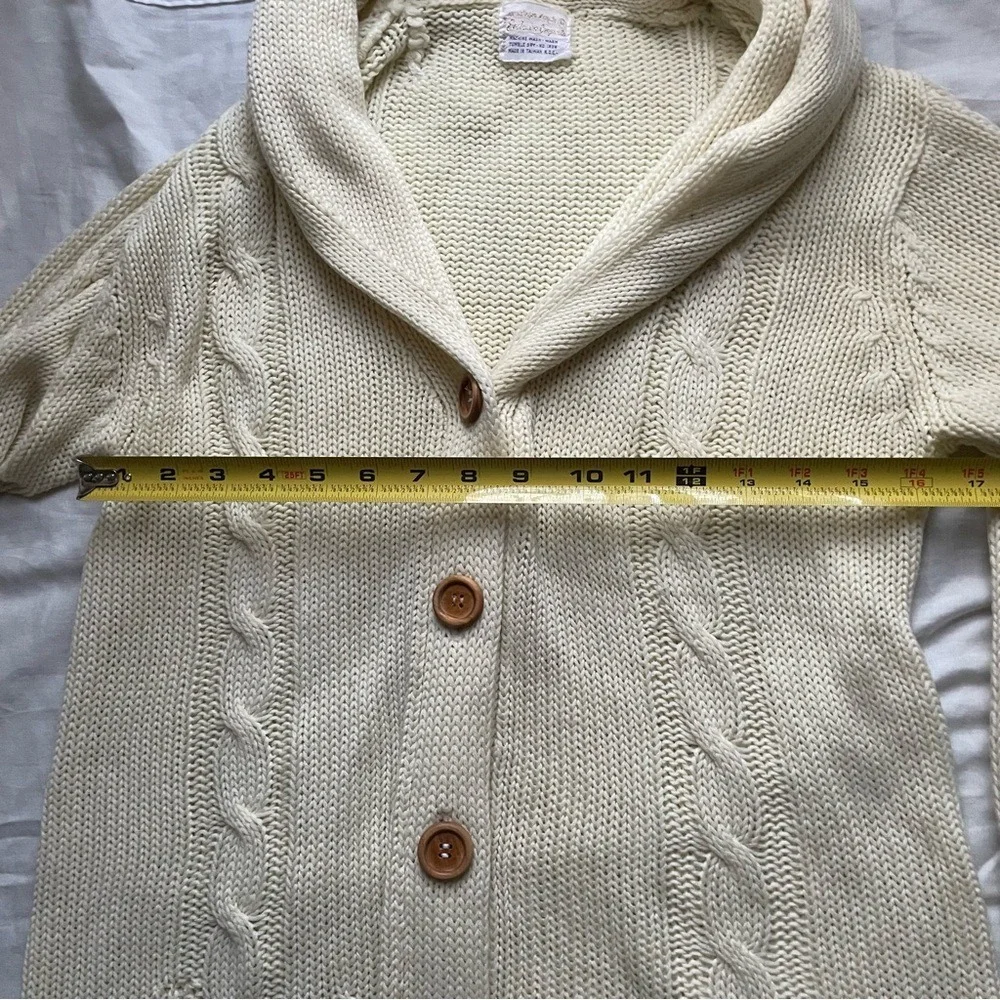 Vintage Cream Cable Knit Women Sweater,‎ M